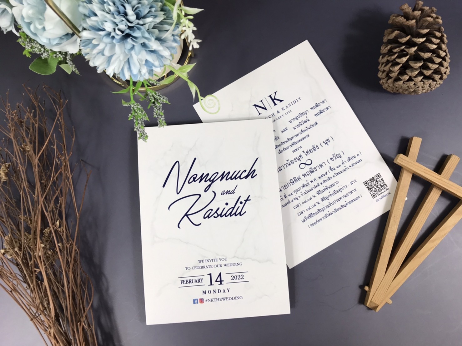 การ์ด แต่งงาน เรียบ หรู ดู แพง การ์ดแต่งงาน การ์ดงานแต่ง การ์ดแต่งงานมินิมอล การ์ดแต่งงาน สีน้ำเงิน