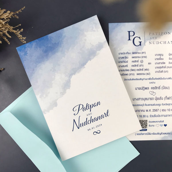 การ์ด แต่งงาน เรียบ หรู ดู แพง การ์ดแต่งงาน การ์ดงานแต่ง การ์ดแต่งงานมินิมอล การ์ดแต่งงาน สีน้ำเงิน
