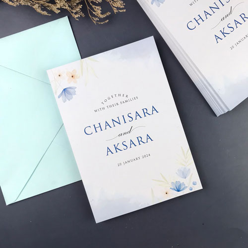 การ์ดแต่งงาน เรียบ หรู ดู แพง การ์ดแต่งงาน การ์ดงานแต่ง การ์ดแต่งงาน สีฟ้า น้ำเงิน