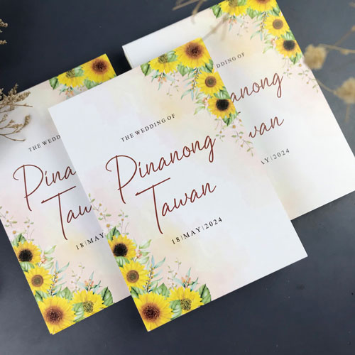 การ์ดแต่งงาน การ์ดงานแต่ง การ์ดแต่งงานมินิมอล การ์ดแต่งงาน ลาย ดอกทานตะวัน