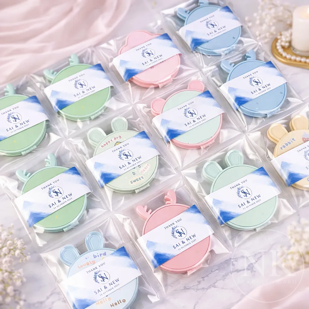 ของชำร่วยงานแต่ง กระจกพกพา 2 ด้าน โทนพาสเทล คละสี คละลาย ใช้งานได้จริง พกพาสะดวก ราคาประหยัด